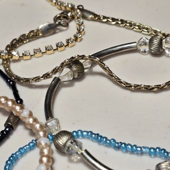 Lot of 6 Various Stretchy Chain Seeded Bead Bracelet - Picture 4 of 5